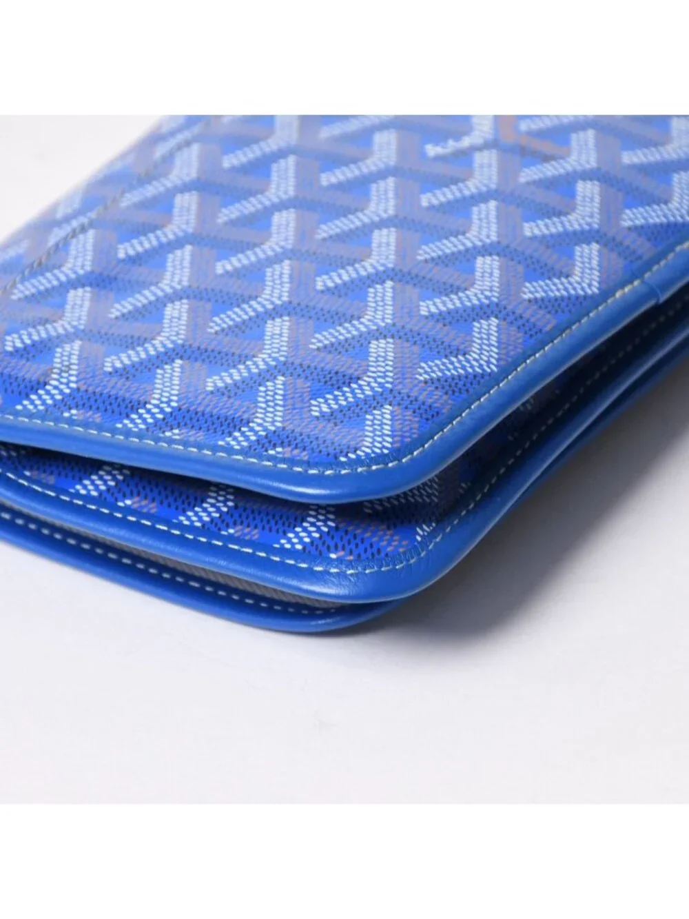 Goyard Plumet Pouch Wallet Shoulder Bag Blue Silver